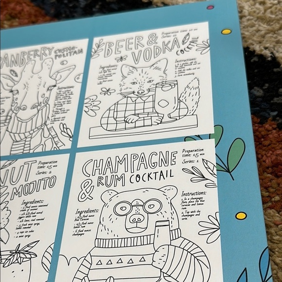 Drinking Animals Coloring Book for Adult Relaxation Recipes Included NWT - Picture 6 of 13